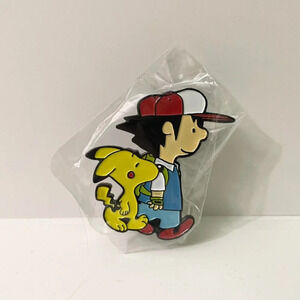 Pokemon Ash Ketchum and Pikachu Enamel Metal Pin Double Rubber Backing